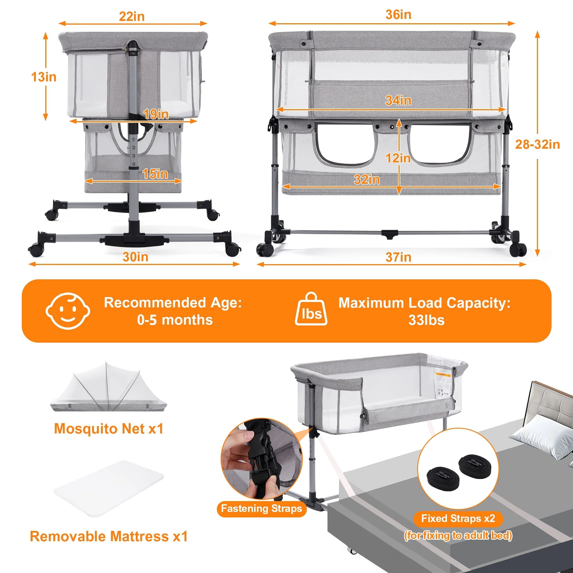 Vomeast Bedside Bassinet